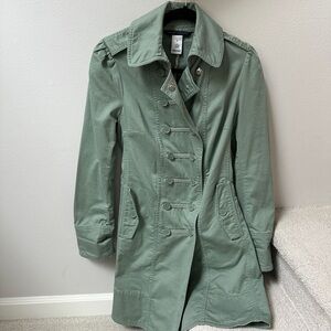 Marc Jacobs Olive Trench Coat with Tie 100% Cotton Size 2